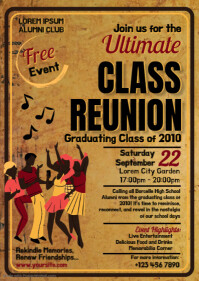 Retro Style Class Reunion Flyer A4 template