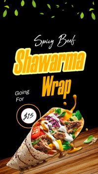 spicy beef shawarma wrap restaurant ad Instagram Story template