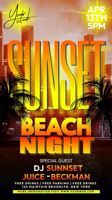 Plantilla de Sunset Beach Party | PosterMyWall