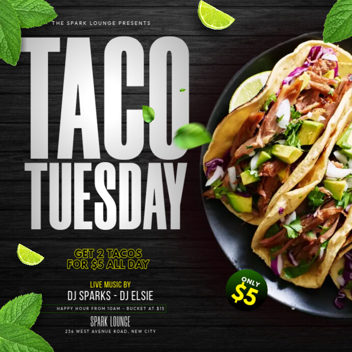 taco tuesday promo flyer Instagram 帖子 template