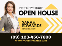 Yellow & White Modern Real Estate Open House Yard Sign template