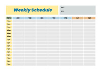 Yellow Gray Free Weekly Schedule Planner Prin A4 template