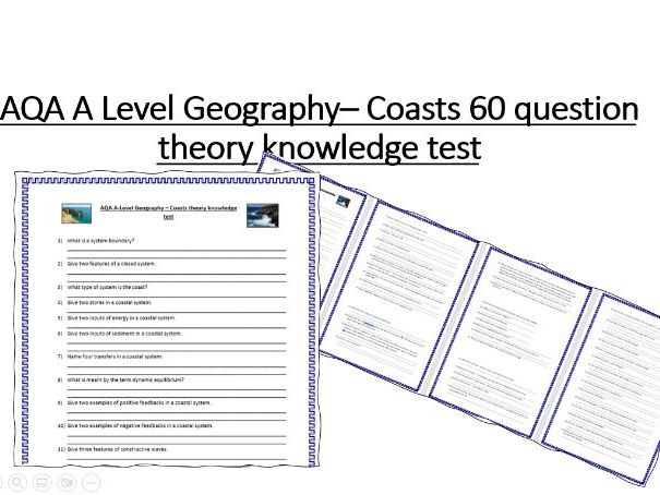 Coasts AQA A level Geography revision - Knowledge test - 60 questions