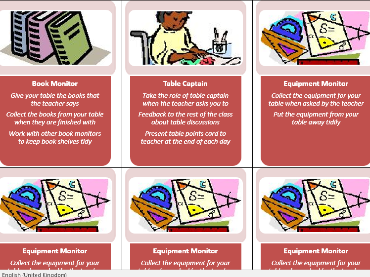 Classroom Job Cards