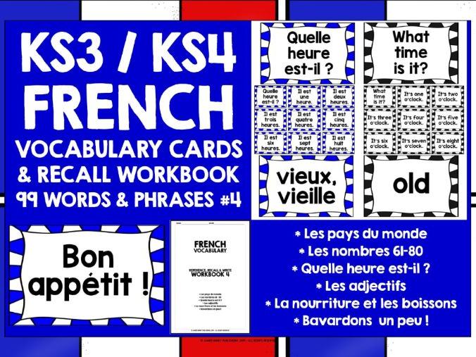 FRENCH VOCABULARY CARDS & WORKBOOK #4