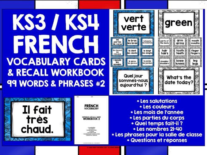 FRENCH VOCABULARY CARDS & WORKBOOK #2