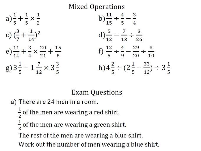 Fractions - Four Operations Worksheet | Teaching Resources