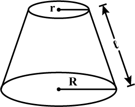 The curved surface area of a frustum cone is calculated by using the ...