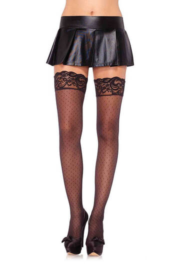 Spandex Sheer Diamond Thigh High