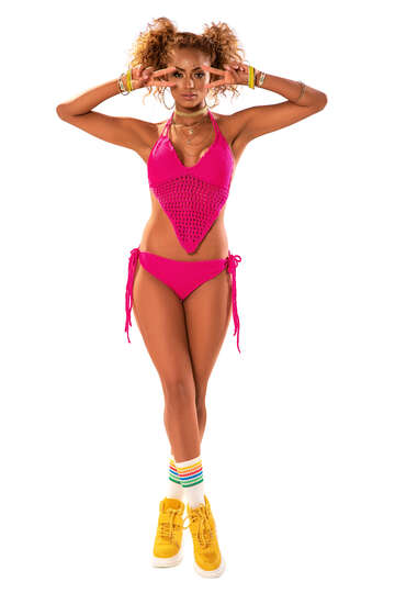 Neon Pink Halter & Bottom Set