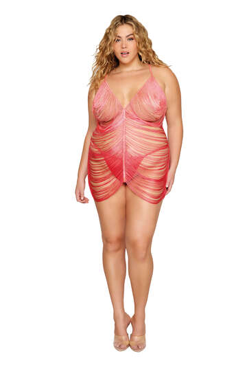 Plus Size Ombre Chemise & G-String Set