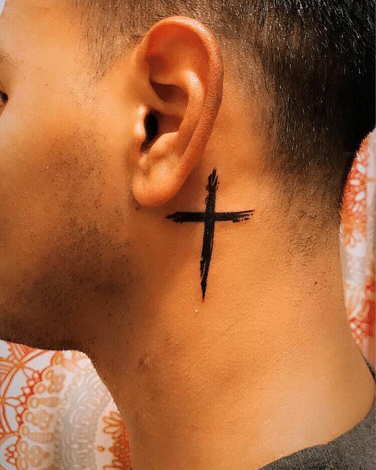 Share more than 80 cross behind ear tattoo latest  thtantai2