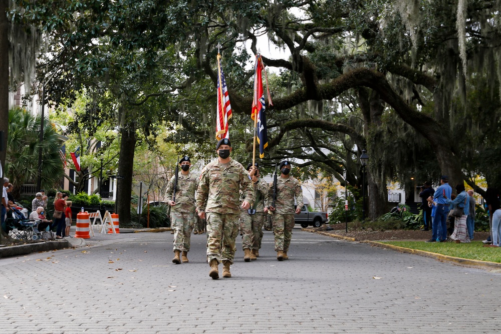 The 3rd Combat Aviation Brigade honor Veterans at the Savannah Veterans Day Parade.