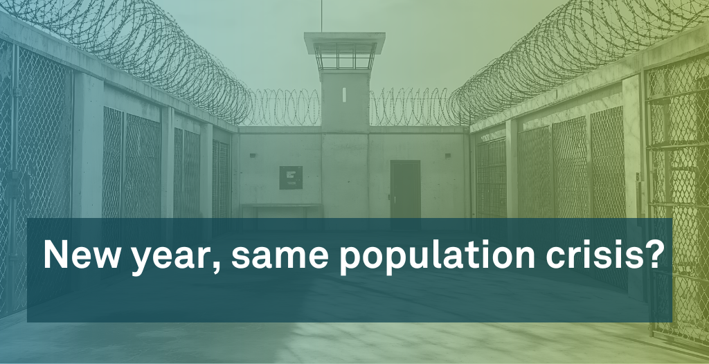 image of a prison with the text 'New year, same population crisis?'