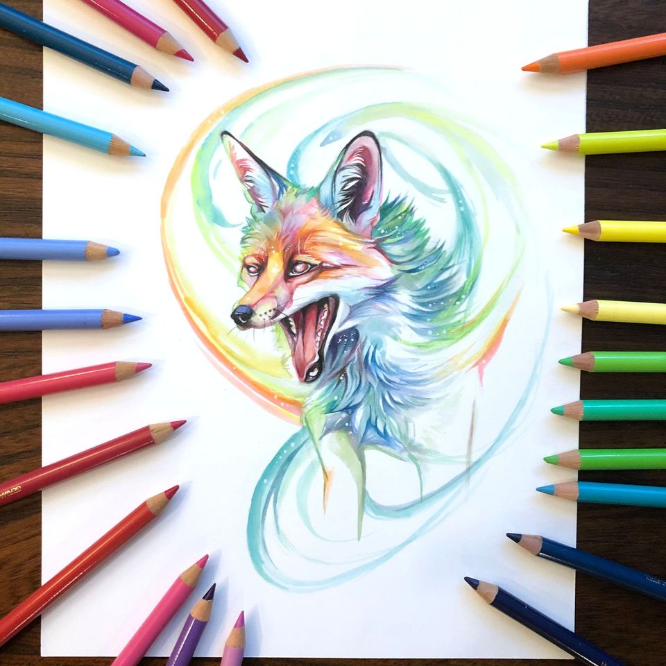 Rainbow Fox - Original Watercolor Illustration · Katy Lipscomb · Online ...