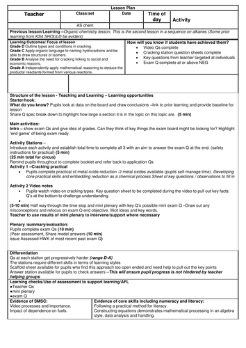 AS Chemistry AQA Cracking alkanes | Teaching Resources