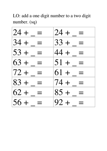 Year 1 Bundle Adding one digit to two digit numbers | Teaching Resources image.