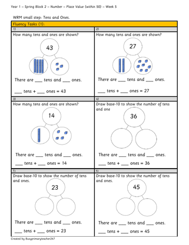 Year 1 – Spring Block 2 – Number Place Value (Within 50) - week 5 ...