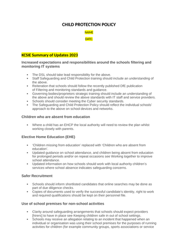 Safeguarding policies and procedures for home tutors/ forest school ...