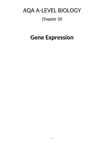 A-Level AQA Biology - Control of Gene Expression Workbook | Teaching ...