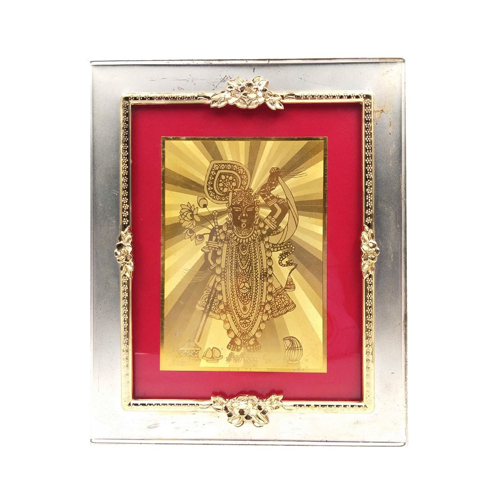 24 Carat Gold Plating Shreenathji Wall Piece L9.5" x W0" x H11.5"