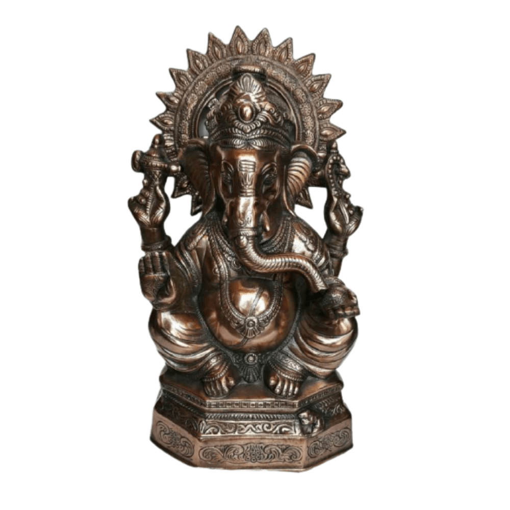 H 20"Sitting Ganesh Metal Murti