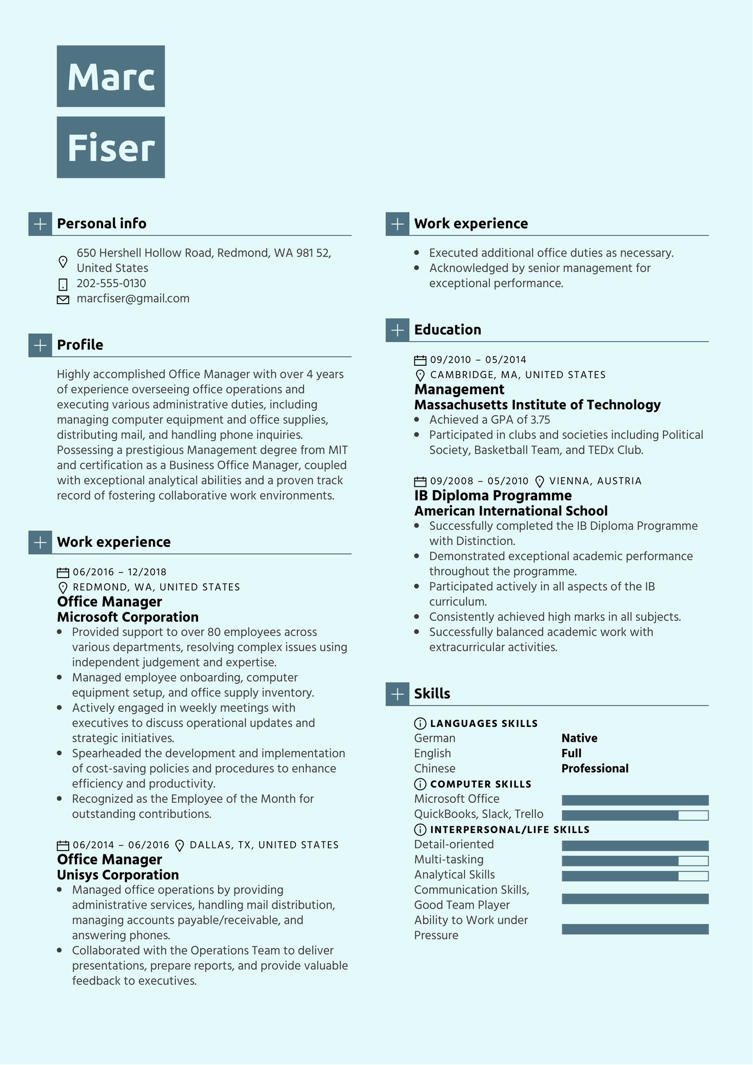 Office Manager Resume Template