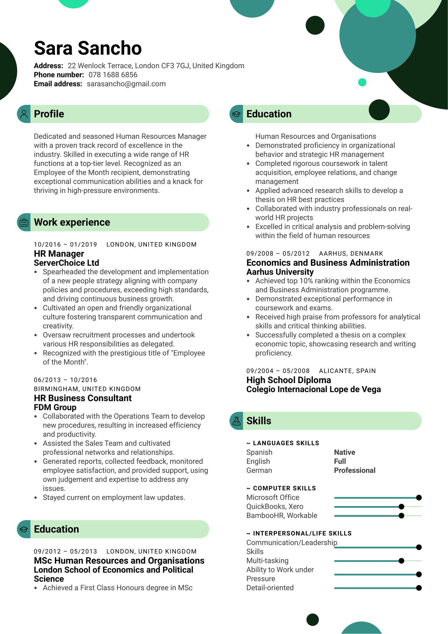 HR Manager Resume Template