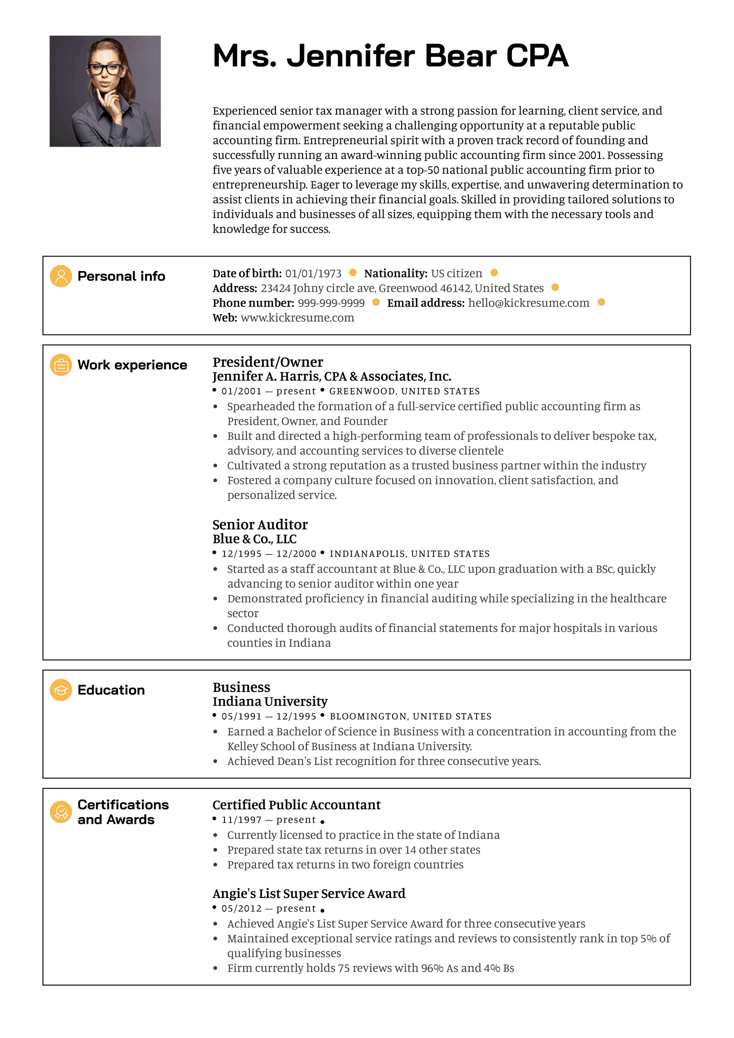 Senior Manager Resume Sample