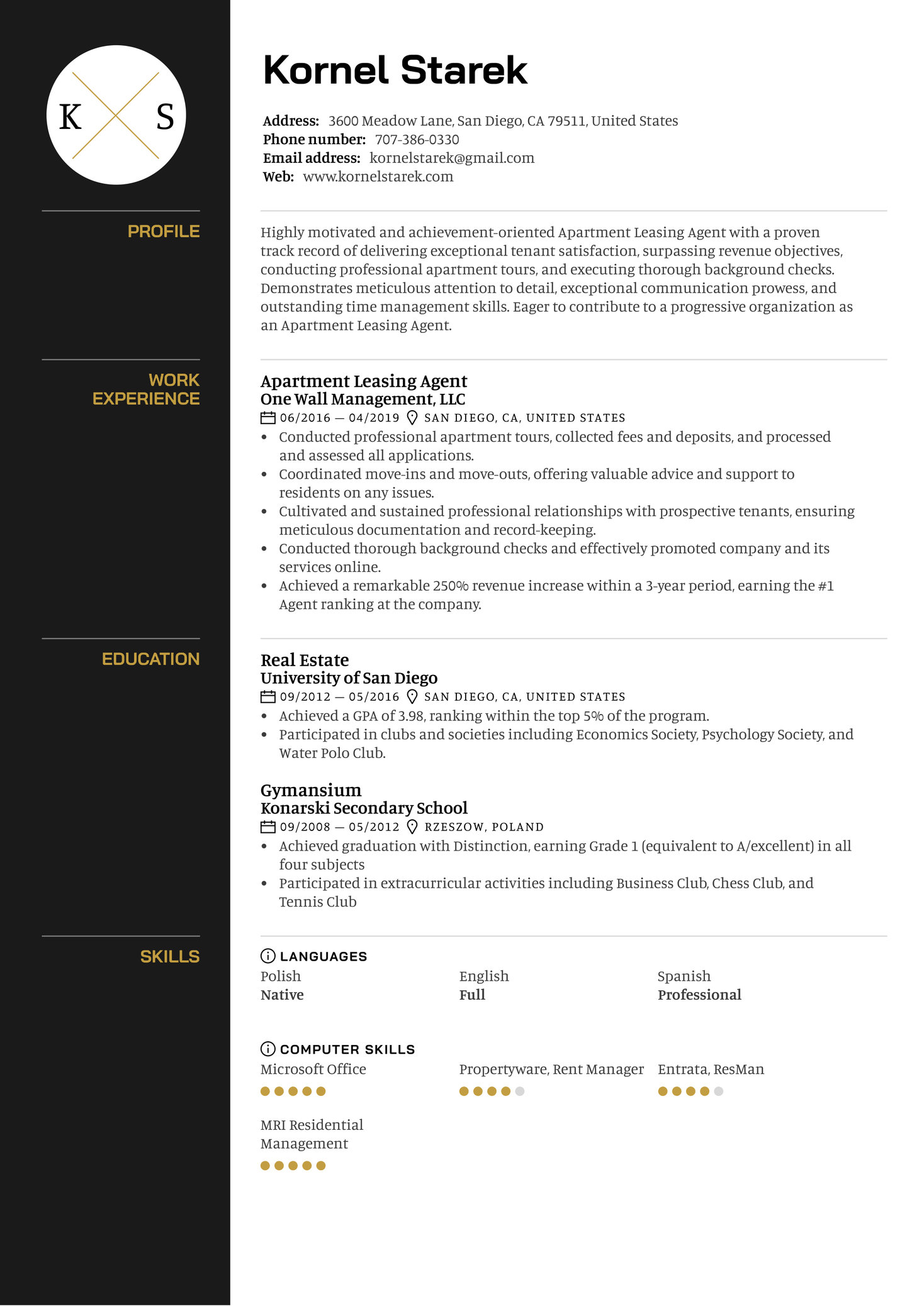 Leasing Agent Resume Template