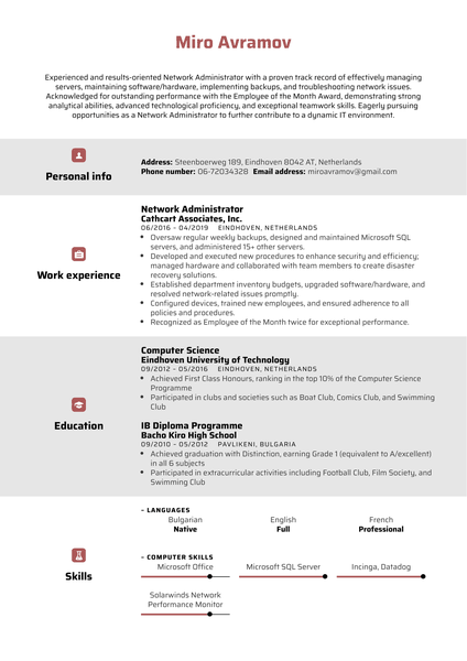 Network Administrator Resume Sample