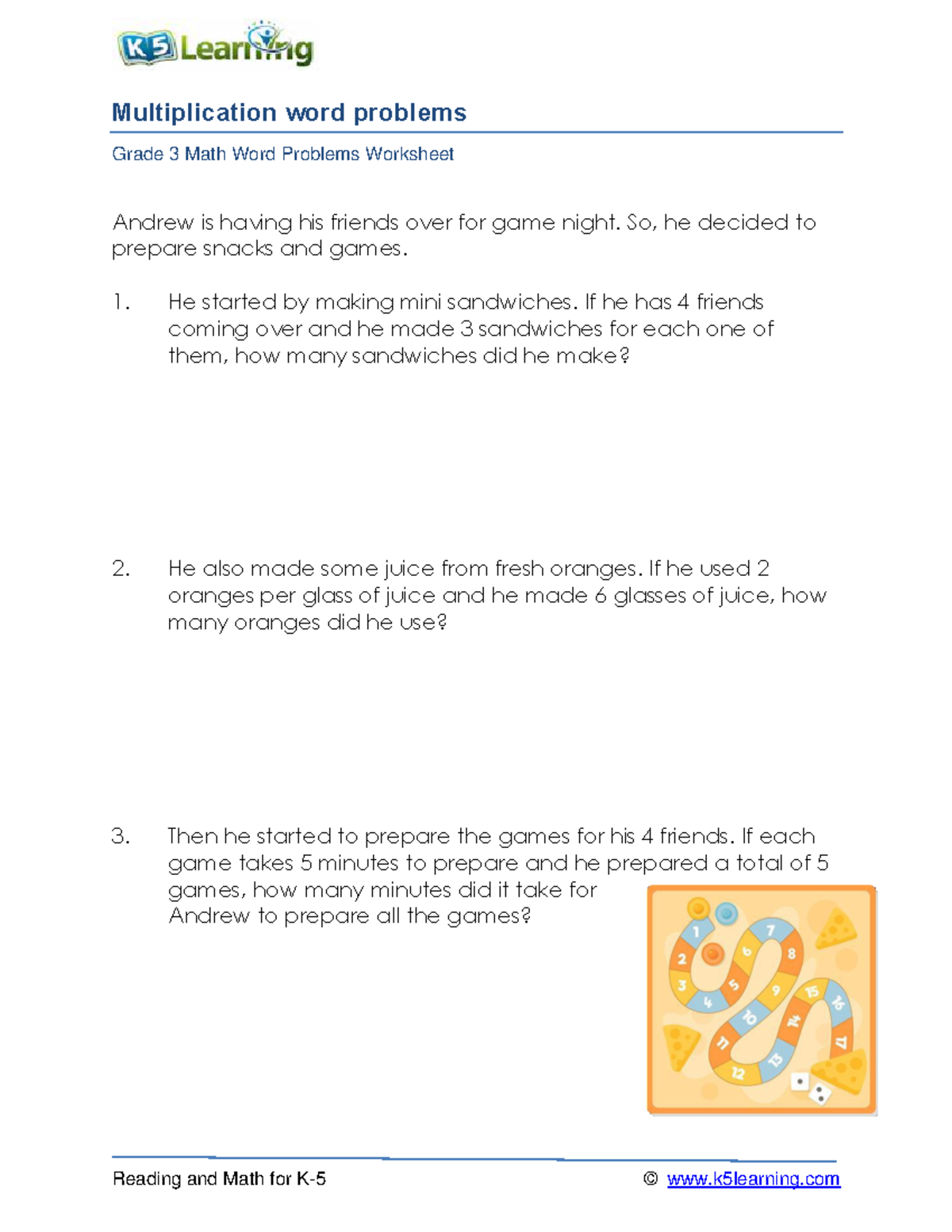 Multiplication word problems a1 - Reading and Math for K-5 © k5learning ...