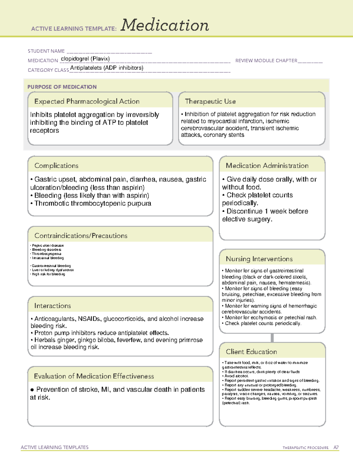 Active Learning Template Medication