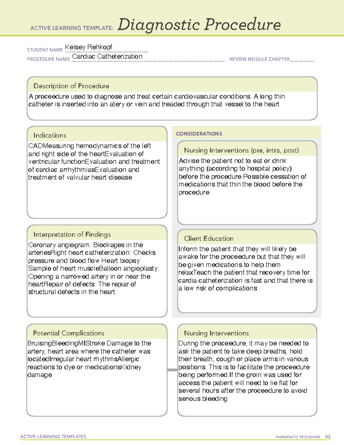 Cardiac Catheterization - ATI Active Learning Template - ACTIVE ...