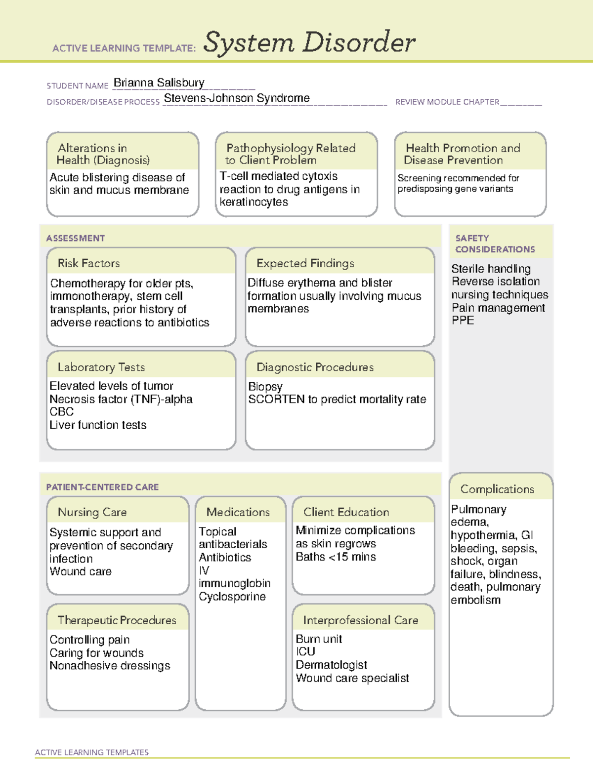 Anemia System Disorder Template