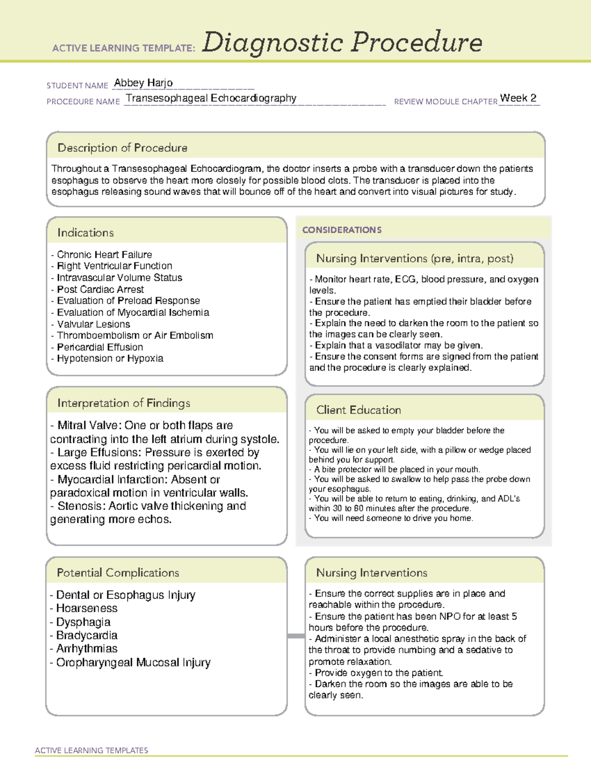 ATI Active Learning Template Diagnostic Procedure - ACTIVE LEARNING ...