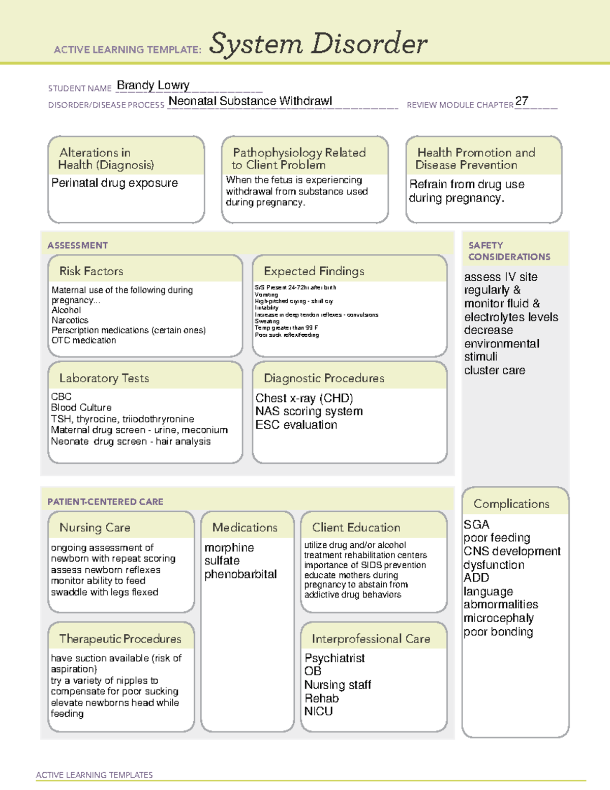 Neonatal Sustance Withrawl - ALT system disorder - ACTIVE LEARNING ...