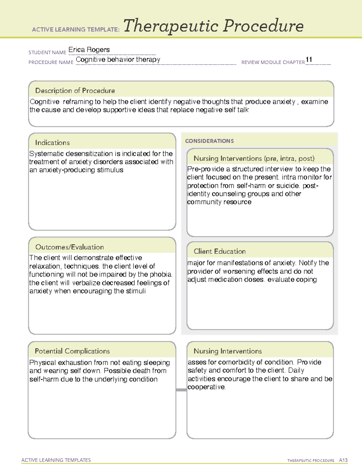 Active Learning Template Therapeutic Procedure form - ACTIVE LEARNING ...