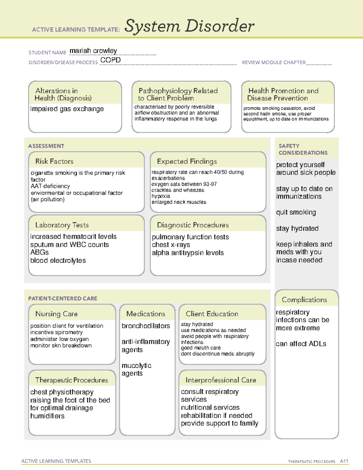 System disorder COPD ati template - ACTIVE LEARNING TEMPLATES ...