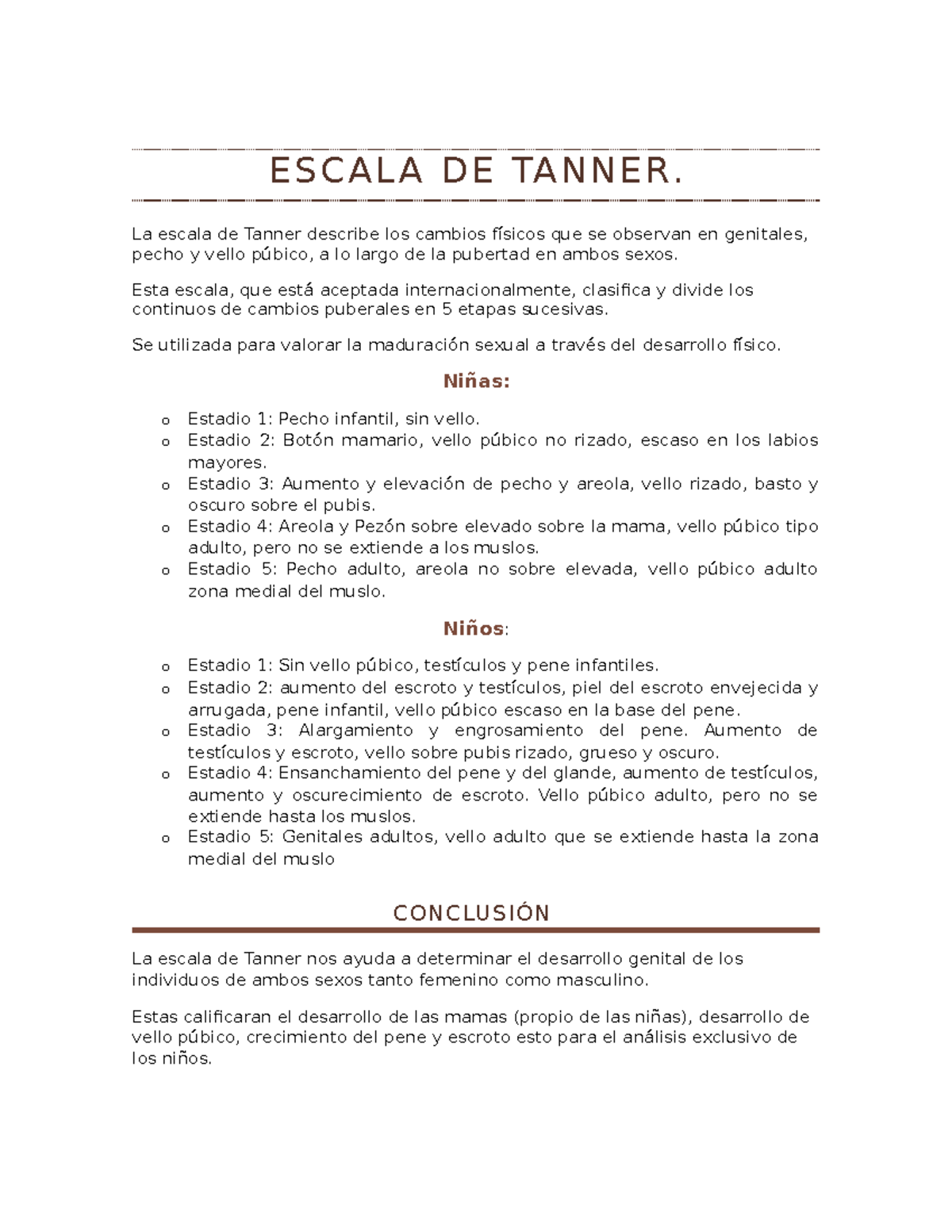 Escala De Tanner Masculino