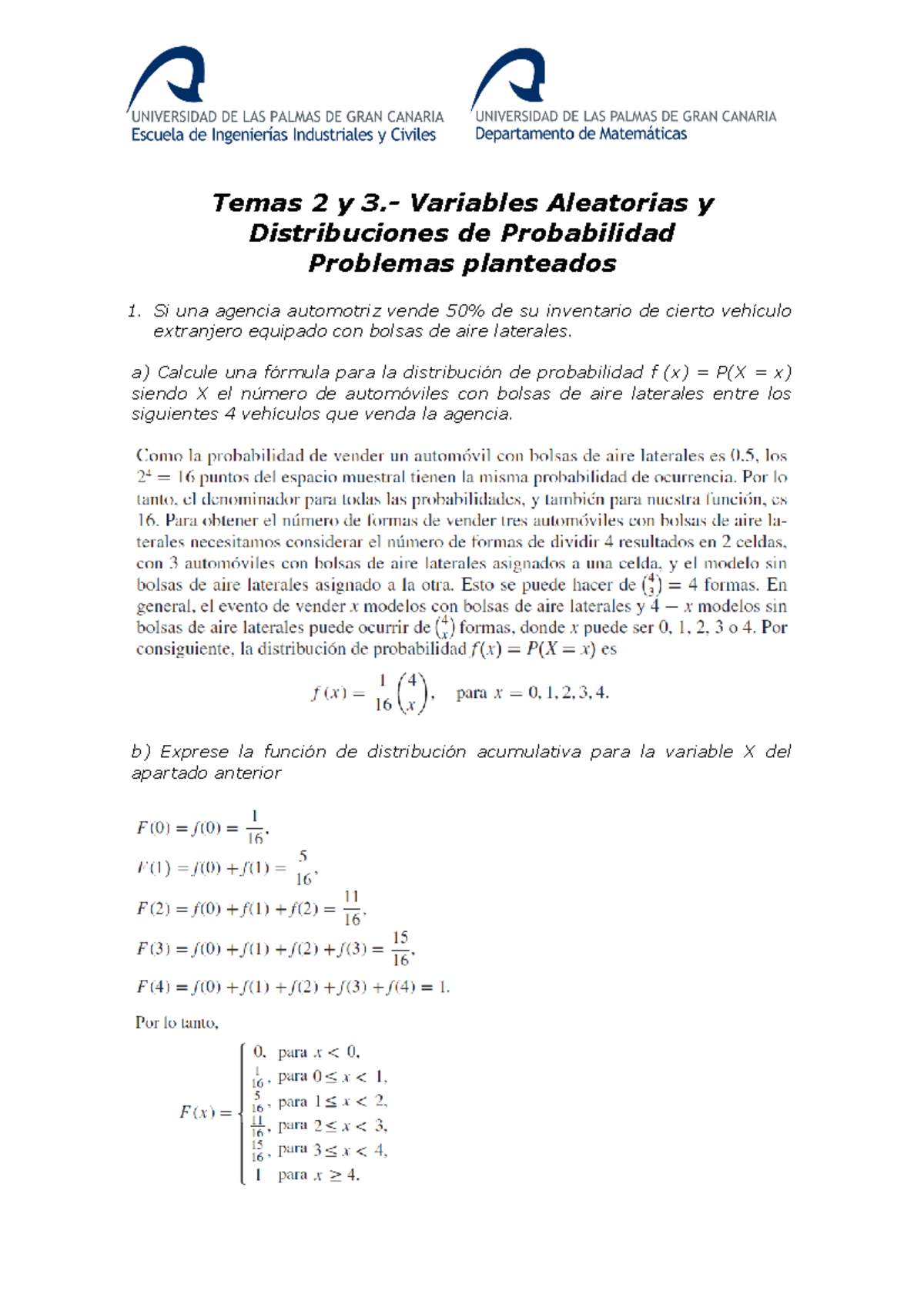 Temas 2 y 3.- Variables Aleatorias y Distribuciones de Probabilidad ...