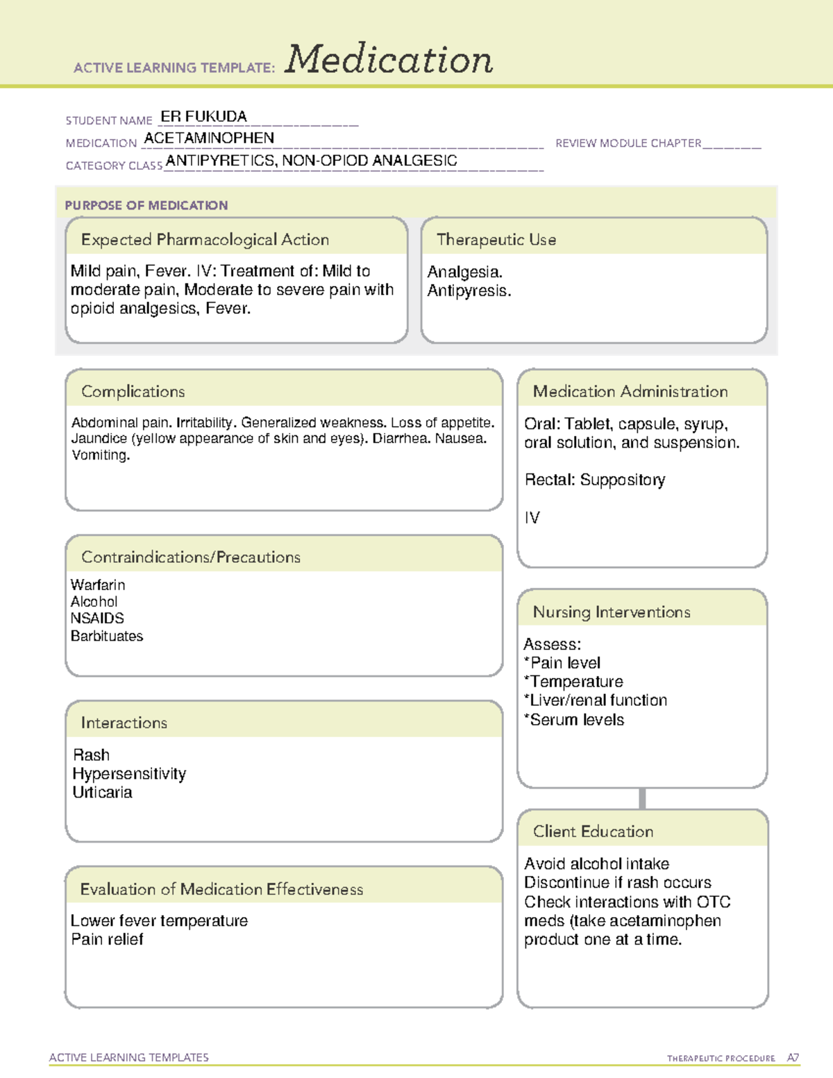 Active Learning Template Nursing Skill Medication Administration