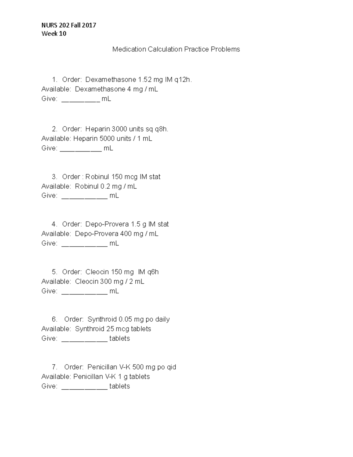 Clin Calc Week 10 - Covers all different forms of clinical ...