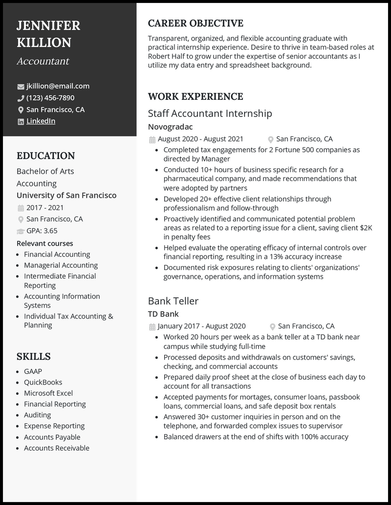 Entry Level Accounting Resume Templates