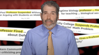 John Stossel is seen in front of news headlines about cancel culture | Stossel TV