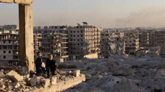 A view of the devastated area shows the Zamalka refugee camp, destroyed by the civil war in Syria, near Damascus, Syria, on December 17, 2024. | DIA Images/ABACA/Newscom