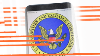 The Securities and Exchange Commission logo is seen on a phone | Illustration: Lex Villena; ID 137866078 © Piotr Swat | Dreamstime.com