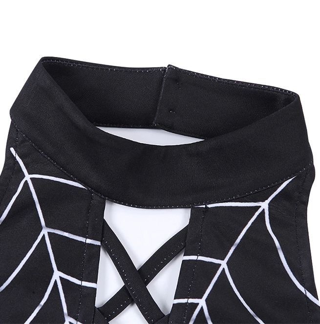 Gothic Spiderweb Print Patchwork Crisscross Cotton | RebelsMarket