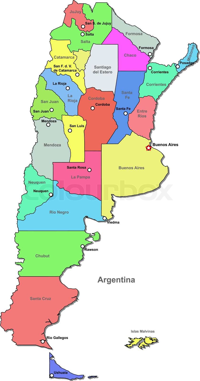 Easy Physical Map Of Argentina