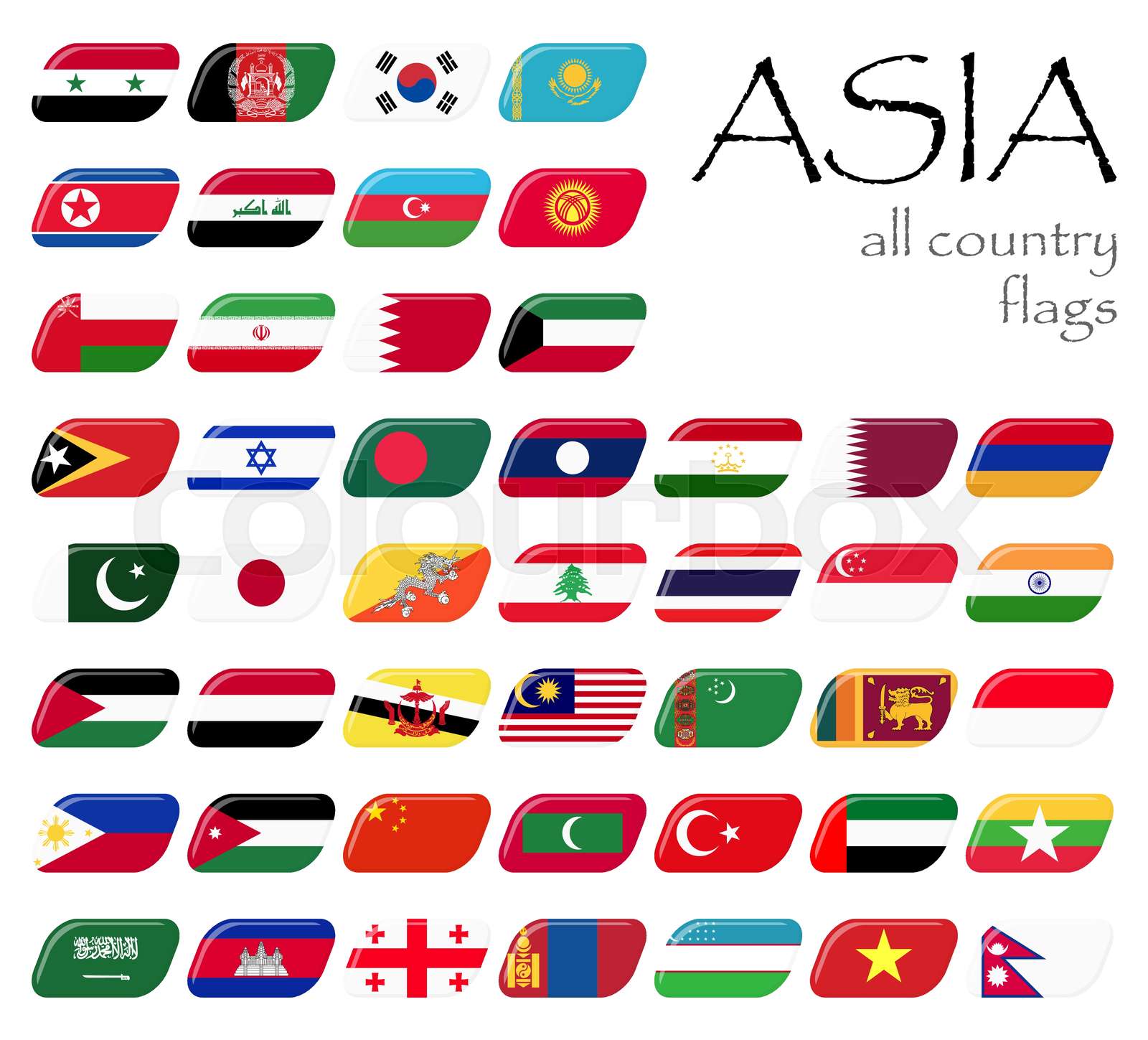 all country flags of Asia | Stock vector | Colourbox